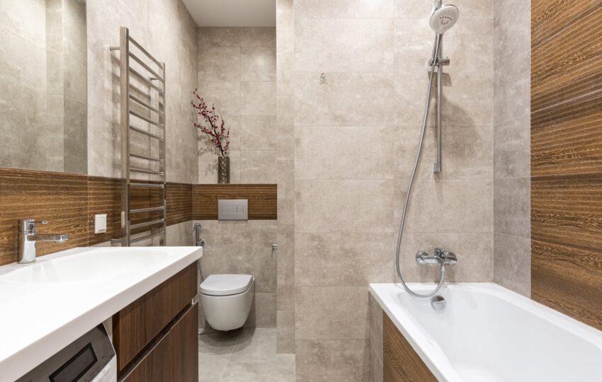 Interior of a clean, modern bathroom